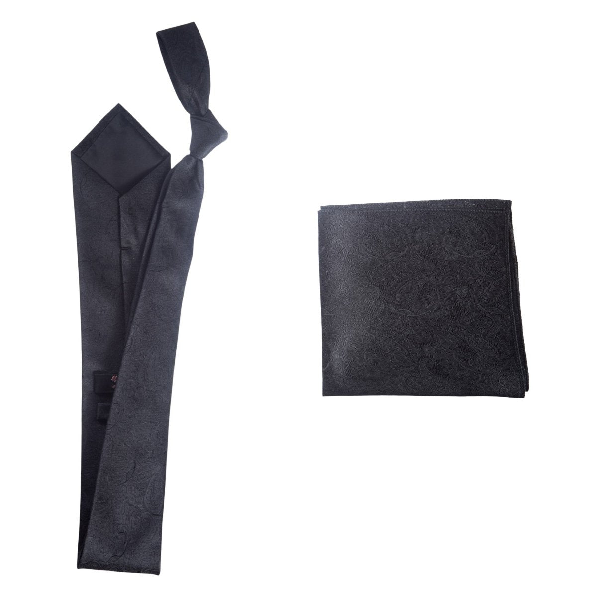 Self Tie Necktie and Pocket Square Set - Paisley Jacquard - Tuxgear