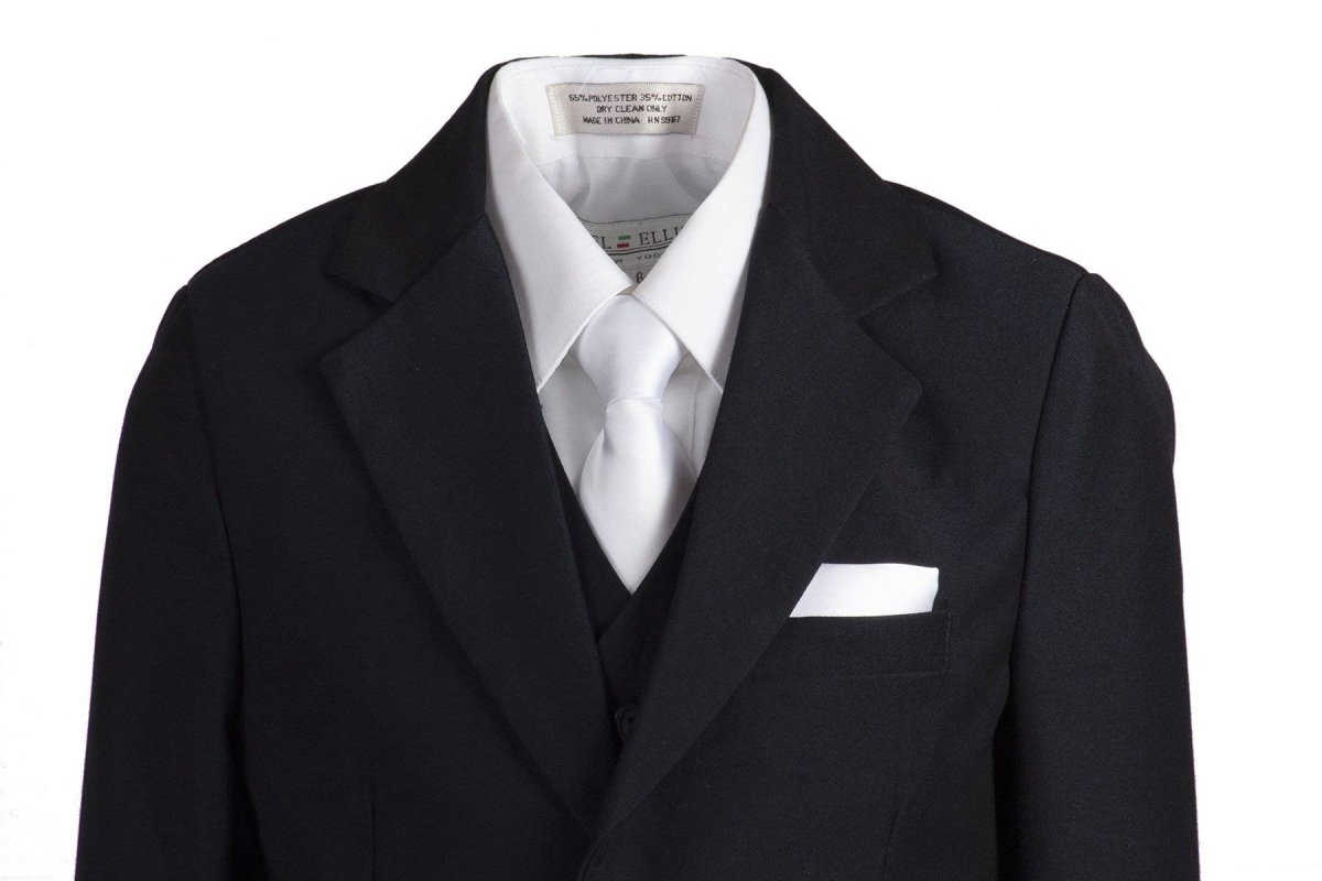Slim Fit Five Piece Communion Suit With White Tie & Hankie - Tuxgear