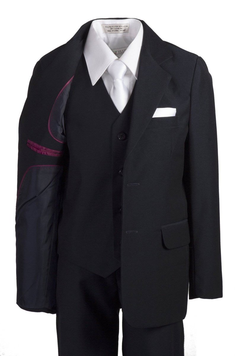 Slim Fit Five Piece Communion Suit With White Tie & Hankie - Tuxgear