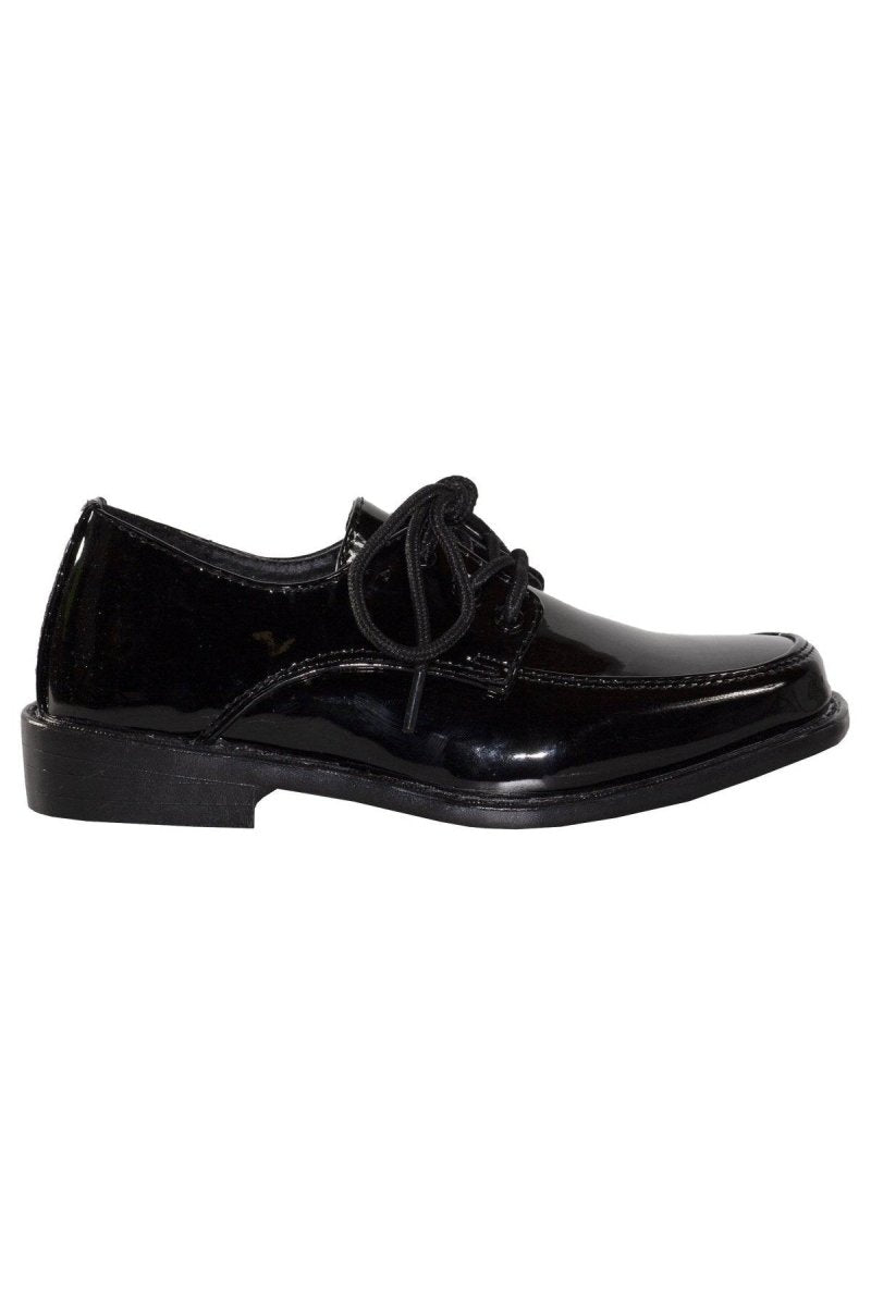 Tuxgear Boys Square Toe Patent Leather Shiny Tuxedo Shoes Communion and Weddings - Tuxgear