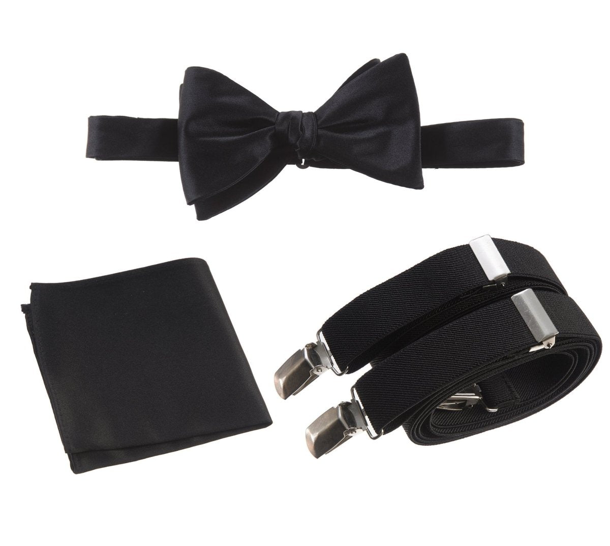 Tuxgear Inc | Men's & Boys Matching Set: Bow Tie, Suspenders & Pocket Square - Tuxgear