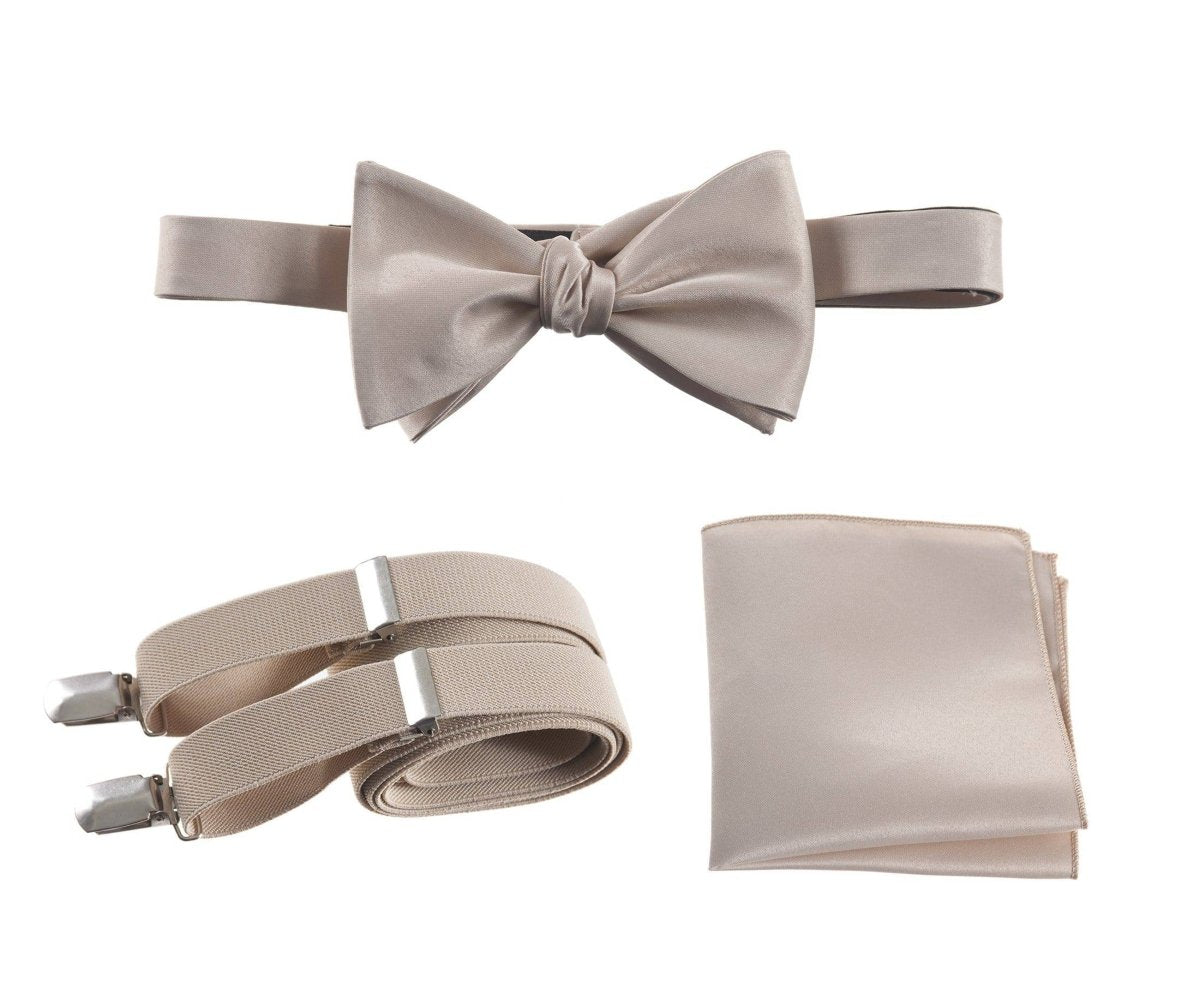 Tuxgear Inc | Men's & Boys Matching Set: Bow Tie, Suspenders & Pocket Square - Tuxgear