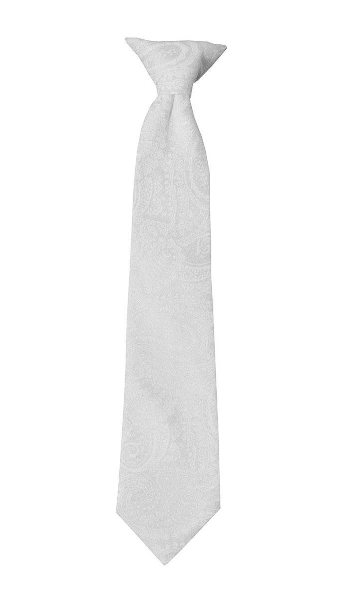 White Paisley Necktie for Toddlers, Boys and Youth - Tuxgear