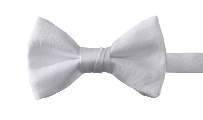 White Silk Shantung Adjustable Bow Tie for Baby, Toddlers, Boys and Youth - Tuxgear