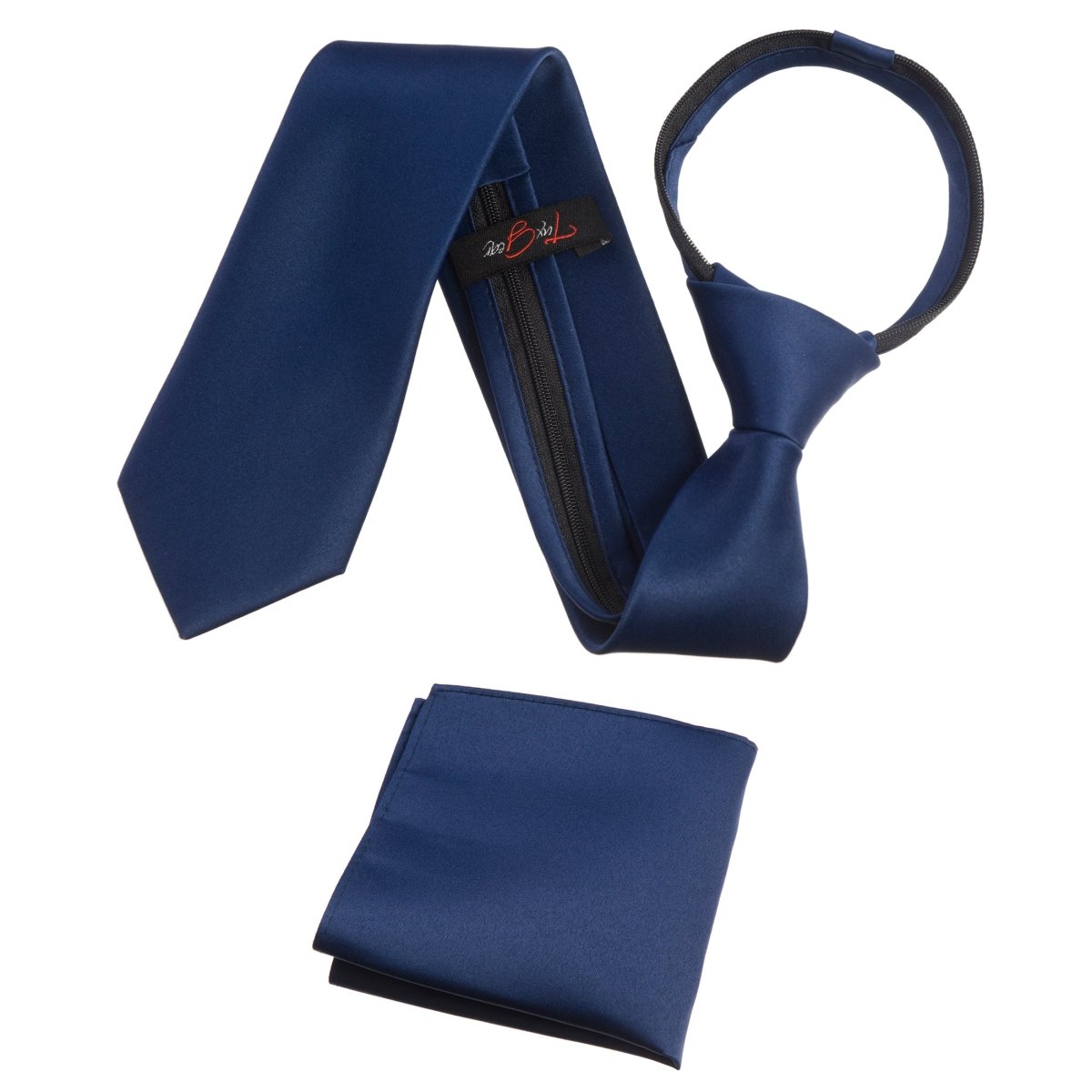 Zipper Neck Tie and Pocket Square Set - Tuxgear