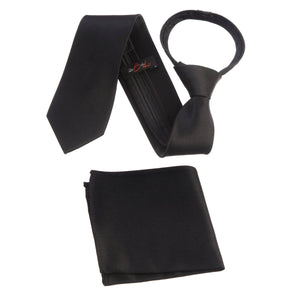 Zipper Neck Tie and Pocket Square Set - Tuxgear