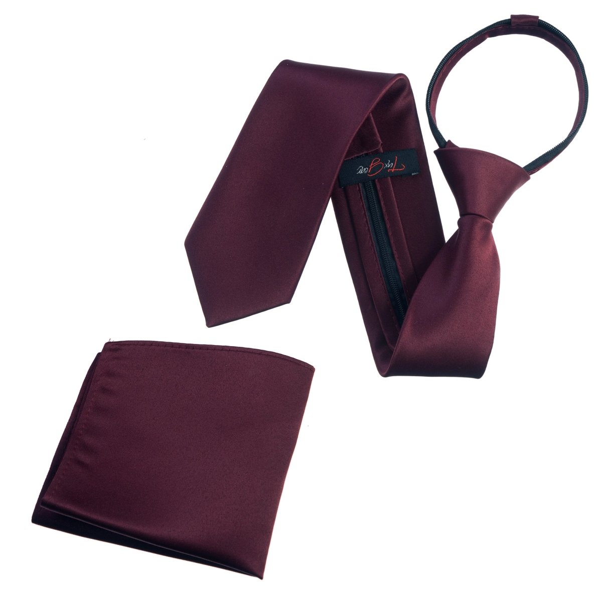 Zipper Neck Tie and Pocket Square Set - Tuxgear