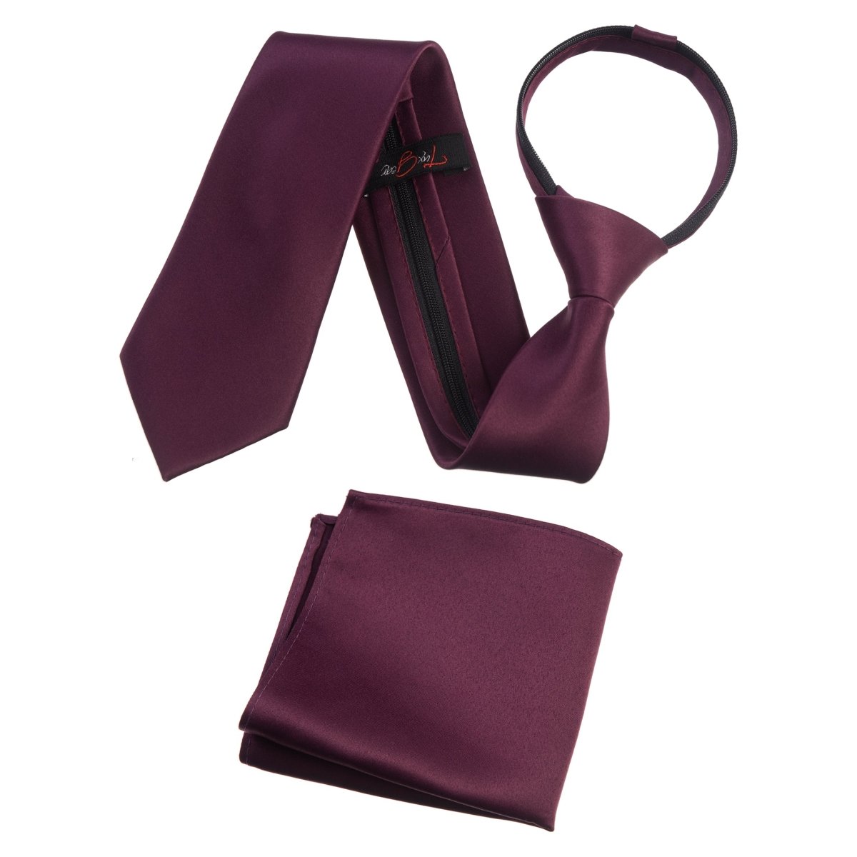 Zipper Neck Tie and Pocket Square Set - Tuxgear