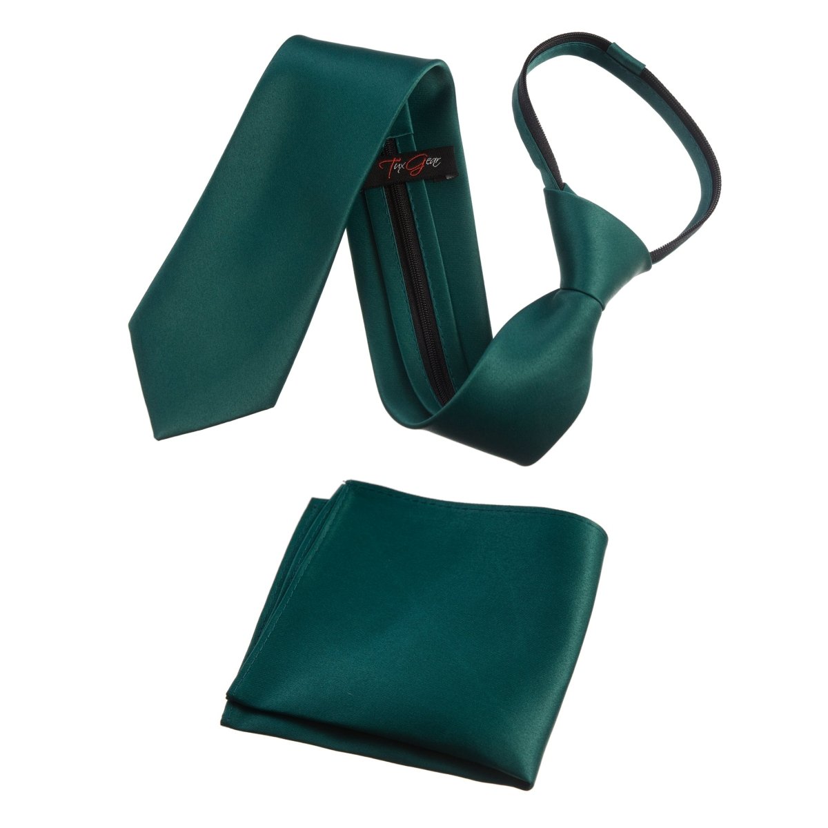 Zipper Neck Tie and Pocket Square Set - Tuxgear